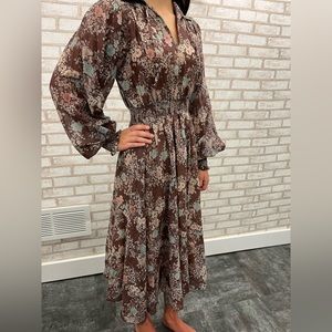 Vintage Floral Peasant Dress XS